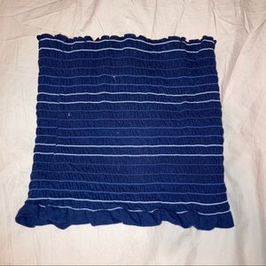 Arizona Cropped Blue Tube Top with lettuce Edging